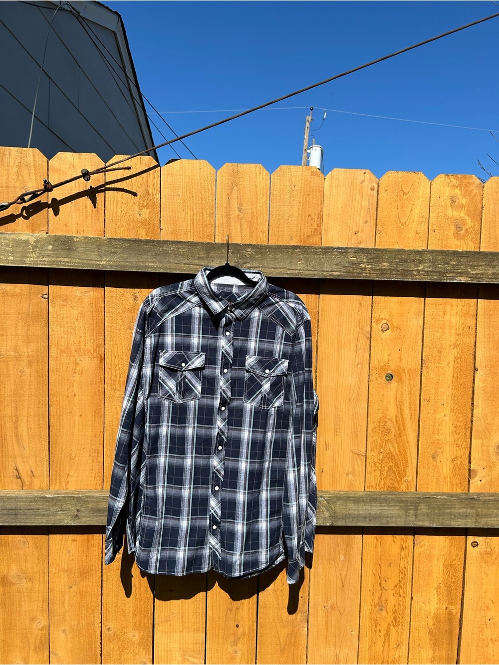 Men’s plaid pearl snap button down shirt by pro tag size xl‎ cotton fall